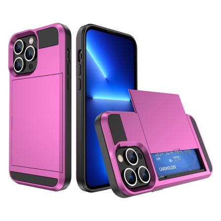 Iphone 14 Pro Max Stöttåligt Skal Med Kortfack-rosa