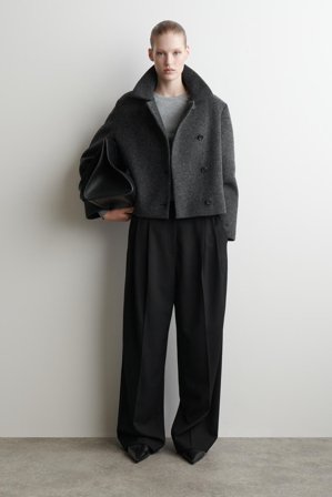 COS Women's Boiled Wool Blend Short Jacket in Grey