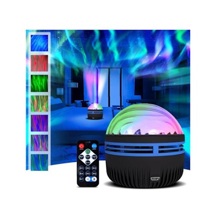 Nordlys-projektor Galaxy Stjerneprojektor Nattelykt med 7 Lyseffekter 2 i 1 Nordlys Havbølgeprojektor Hvit