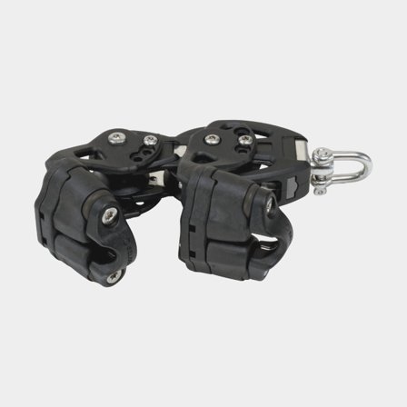 Bozzello con grillo Seldén PBB 60, girevole, con cuscinetti a strisciamento, con doppio strozzascotte, adatto per cime Ø8 - 12 mm