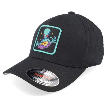 Iconic - Negro flexfit Gorra - Alien Space Pizza Patch Black Flexfit @ Hatstore