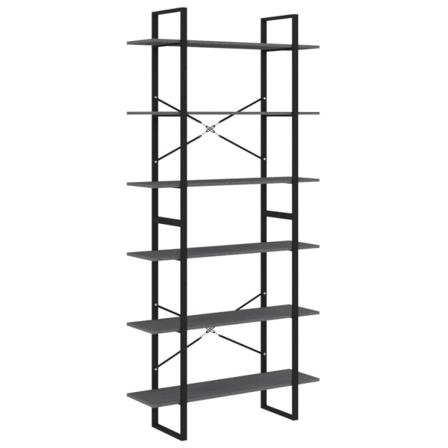 Vidaxl Hög Bokhylla Grå 100x30x210 Cm Massiv Furu Grå