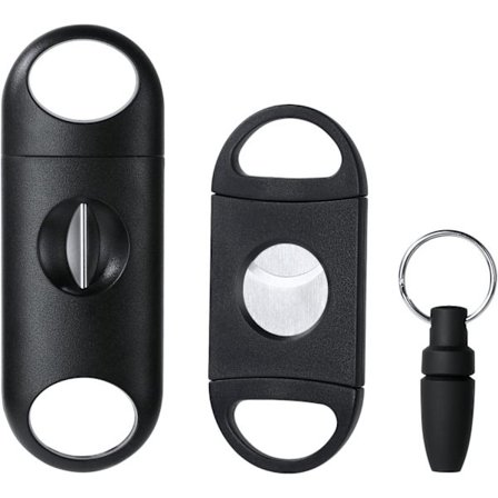 Svart (3 stk.) Cigarskærer, Dobbelt Guillotine Lomme Cigarskærer Saks i Rustfrit Stål