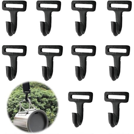 Udendørs Plastik Teltkrog Kroge Stang Reb Reb Teltspænde Teltpresenning Krog til Telt Markise til Multifunktionelle Hængekroge Camping Sort 10 Stykker