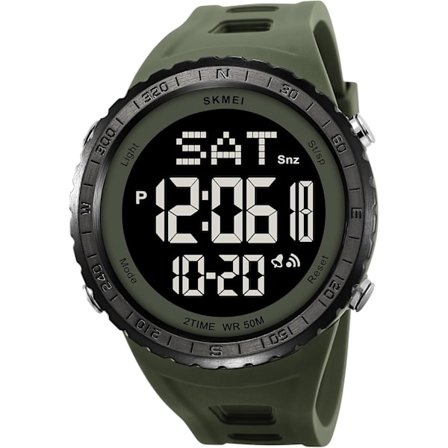 Miesten digitaalinen kello, suuret numerot, iso näyttö, urheilu, ulkoilu, vedenpitävä LED-monitoimikello