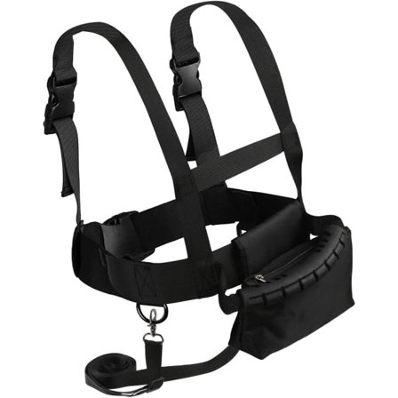 Ski- og snowboardsele for barn - Svart, Ski-sele med avtagbart tau og veske