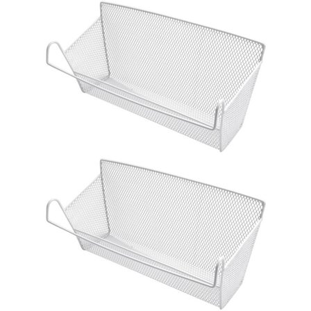 Opbevaringskurv til køjeseng, hængende sengebord opbevaringskurve med krog til bøger telefoner stoffer kaffeflaske (hvid) 2-pak