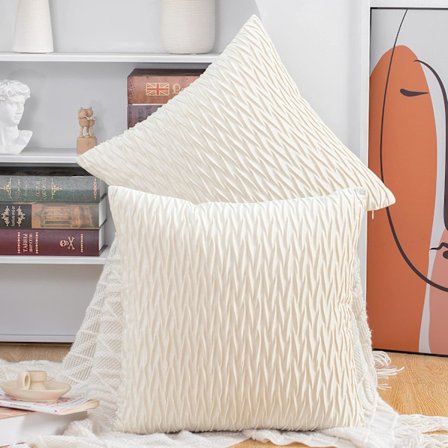 Vit 45x45cm 2-pack Mjuk Sammetsdekorativ Kuddfodral Lyxig Soffa Sovrum