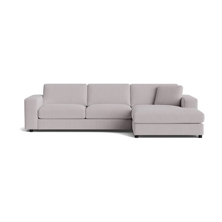 Oasis Chaiselongue-Sofa, rechts, Lincoln Hellgrau, Cord-Optik, modernes Design, Federung für hohen Sitzkomfort, 79cm Höhe, Ecksofa.