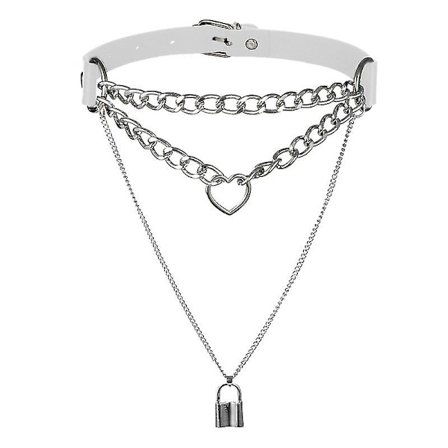 Gotisk lås kjede choker krage Harajuku punk anheng halskjede kvinner jenter svart skinn choker emo kawaii heks rave smykker