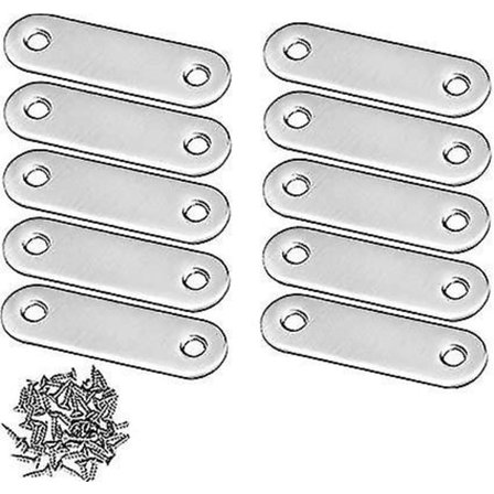 10 stk. Flade Hjørnebeslagsplader 56x16mm Rustfrit Stål Beslag