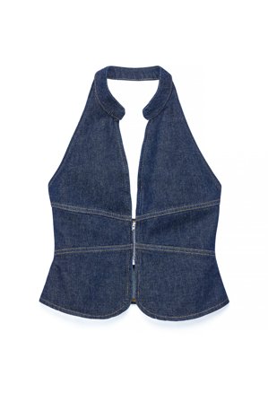 Naomi Anwer x NA-KD Denim Halterneck Top - Halterneck top - Blå - EU 40