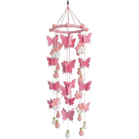 Baby Krybbeuro Sød Sommerfugl Filtkugleuro Lofturo Hængende Dekoration Til Baby Værelse Indretning (pink)