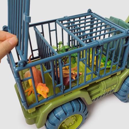 Dinosaur Transport Truck Legesæt Forstørret Bærerkøretøj Legetøj Legesæt med 3 Dinosaur Figur Trææg til Børn Tyrannosaurus
