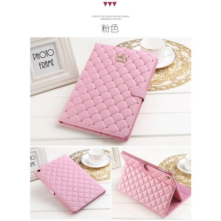 Fodral för iPad 2024 pro11 rosa diamantkrona tum spänne smart sleep läder