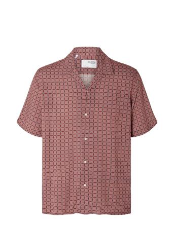 Slhrelaxvero Shirt Ss Aop B Tops Shirts Short-sleeved Pink Selected Homme