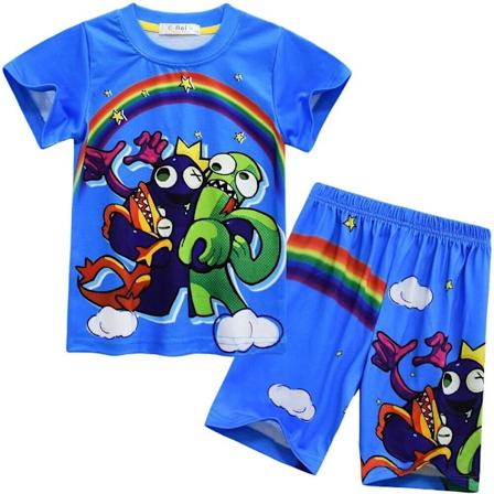 2 stk Børne Pyjamas Roblox Rainbow Friends T-shirt Shorts Natøj C C 130cm