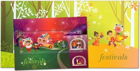 Singapore - Festivaller - Postfrisk miniark i folder