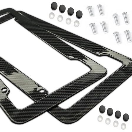 Obey Your Luxury Carbon Fiber -kilpi, jossa on kiiltävä pinta - [2 kpl] Muovi, etu- ja takakilven kehys kiinnikkeillä, ruuveilla | Automot