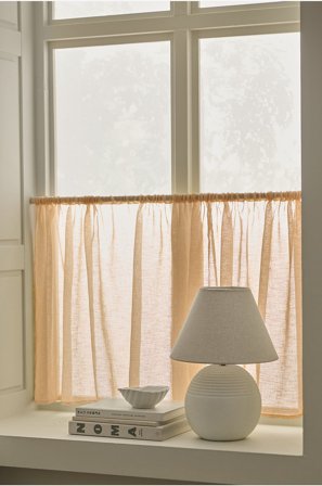 &Home - Café-gardin Mila - Beige - Foldegardiner - 68X250 - Fra Homeroom