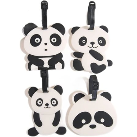 Bagagemærker 4 stk. Bagagemærker til kufferter Fleksible silikone Panda kuffertmærker med ID-navn Adresse