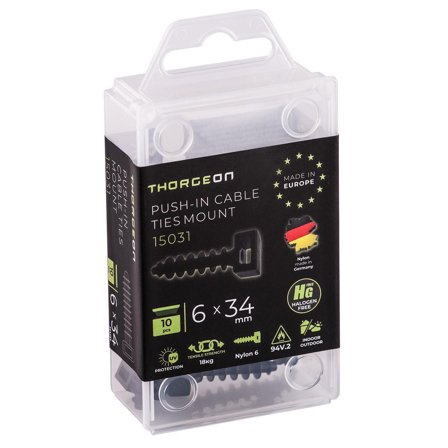 ThorgeOn Stripsfeste for mur ø6mm 10stk sort