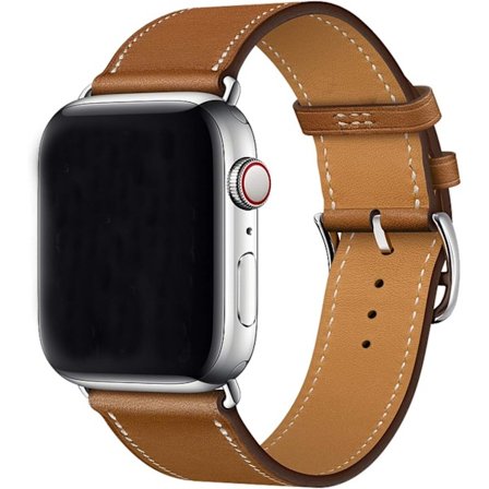 Brun Kompatibel med Apple Watch Rem 38/40/41mm, Brun Læder Single Tour Erstatningsrem til iwatch Series 7 Se Series 6 Series 5 Series 4 Serie