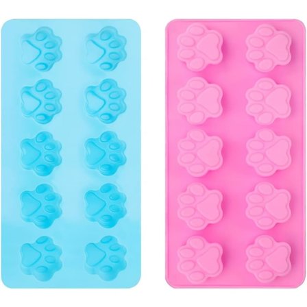 2-pak Paw Silikoneforme, 10 Hulrum Chokolade Paw Form Hund Silikoneform Genanvendelig Hvalp Kat Paw Isterningeforme DIY Bageværktøj til Budding