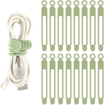 Kabelbindere Genanvendelige Silikone Kabelstropper 16 stk. Kabel Ledningsbindere Kabel Ledningsorganisatorer til Øretelefon Telefonoplader