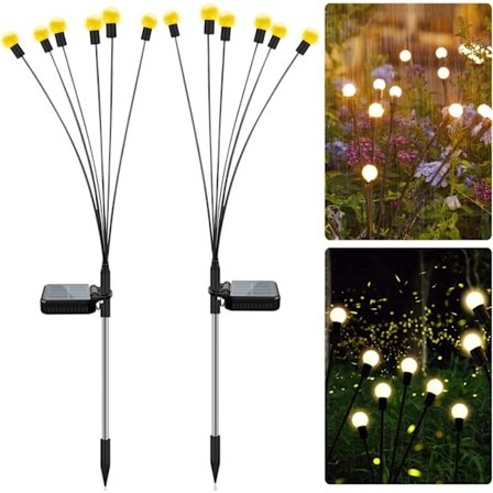 Udendørs solcellelampe, Firefly Udendørs Have Sunfly Lys, IP65 Udendørs Solcellelampe Til Sti i Jardin Court (6ed 2pak)