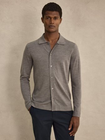 John Henric Men's Taupe Cardigan Regular Fit Size M