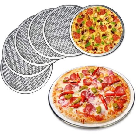 6-pakning aluminium pizzapanne med hull, 6 tommer kommersiell pizzaskjerm/bakeplate for ovn rund pizzakrisper for hjemmebruk-QJWL