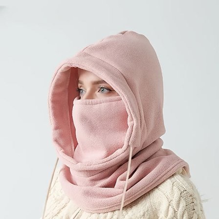 Vindtæt Ski Maske & Halsvarmer Hue til Kvinder - Dobbeltsidet Tyk, Fuld Dækning af Ansigt & Hals, Pink/Sort/Grå, 100% til Cykling, Ski