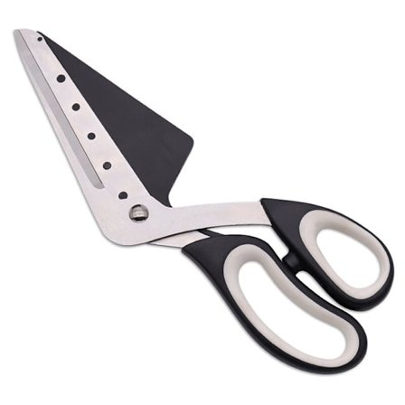 Pizzasaks, pizzaskjærer med spade, matvarekvalitet rustfritt stål skarp blad og mykt håndtak, multifunksjonelle kjøkkensakser, 27CM, svart