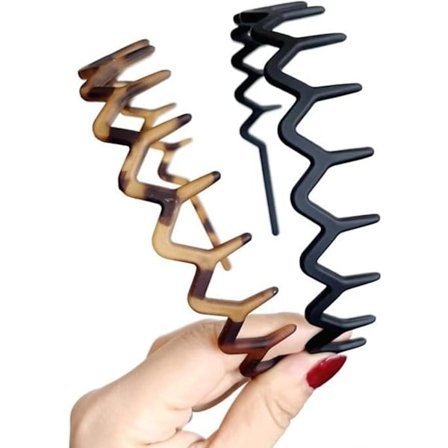 2 stk. Zig Zag Hårbøjler Tand Hårbøjler til Kvinder Piger Plast Bølget Hårkam Hårbøjler Zig Zag Plast Hajtand Hårkam