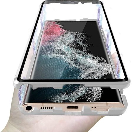 Case för Samsung S22 Ultra, dubbelsidigt phone case i härdat glas med skärmskydd