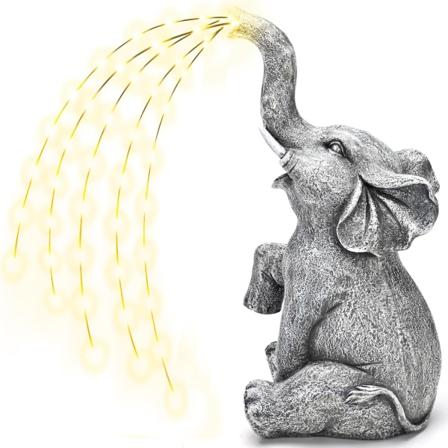 Elefantstatue Solar Hagedekor Vanningseffekt Lys Figur, Bursdagsgaver til mamma, Kvinner, Innflyttingsgaver Utendørsdekor for hage, uteplass,
