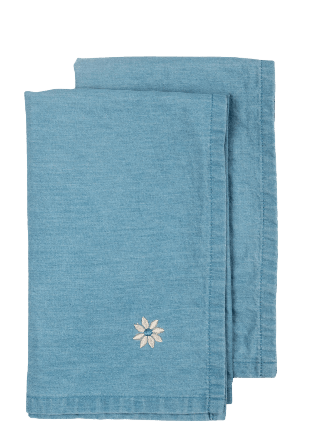 Sagaform Eden denim servett, 2-pack Kökstextil Blå 45X45CM