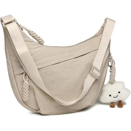 ING Crossbodyveske for kvinner, Justerbar skulderrem i nylon, Egnet for jobb, reise og hverdagsbruk, Sikker glidelåslukking (dukke ikke inkludert)