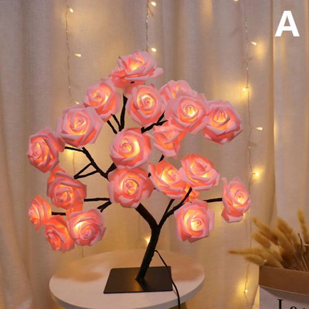 LED Bordlampe Lys Rose Flower Tree USB Night Lights Home De