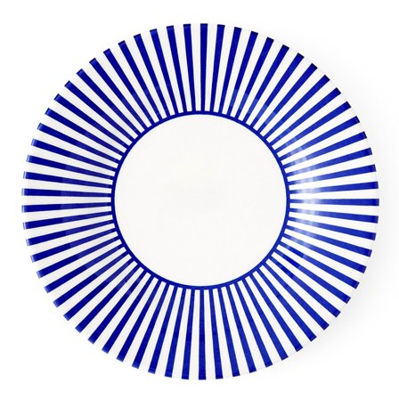 Spode Steccato-tallerken 18 cm, smale striper' - 'Hvit/blå