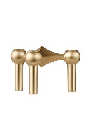 STOFF Nagel Candle holder brushed brass Ljuslyktor & ljushållare Guld h: 6,9 d: 10,2 cms