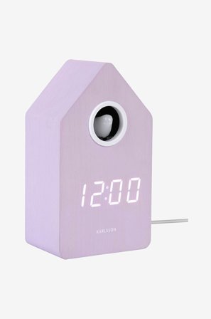 Karlsson - Vækkeur Cuckoo -LED - Lilla - Vægure og bordure - Fra Homeroom