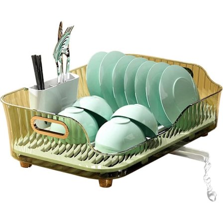 Astiankuivausteline, astiankuivaustelineet keittiön työtasolle, pieni astiankuivausteline valutuslaudalla ja astiatelineellä, kompakti 