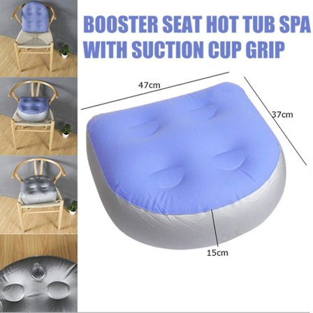 Ilmapatja-istuin, tyyny ja selkänoja imukupilla, kylpylä-ilmapatja, ilmatyyny aikuisille ja lapsille