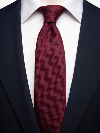 John Henric Men's Bordeaux Krawatte Fischgrat Size 7,5