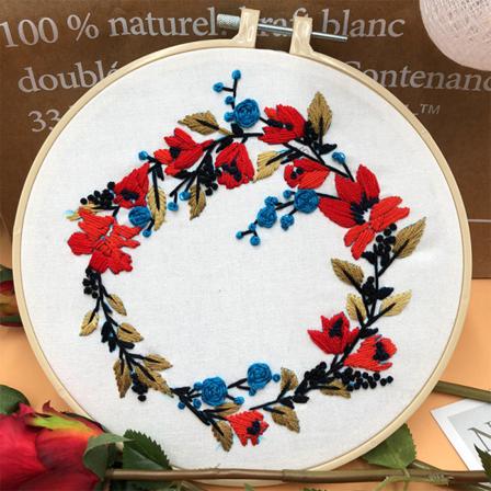 Broderi Korsstygn Set Blommönster Handgjorda Diy Craft