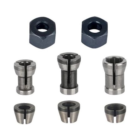 Fresermaskin Chuck - 8-pakning, Trimmermaskin Chuck Collet (6 mm, 6,35 mm, 8 mm), Router Collet, Collet Adaptere