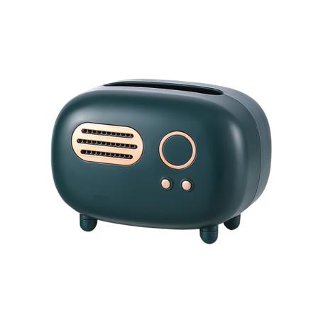 Retro rektangulær serviettboks, radiomodell, serviettboks, praktisk og fasjonabel, for kontor, kjøkken, stue, grønn