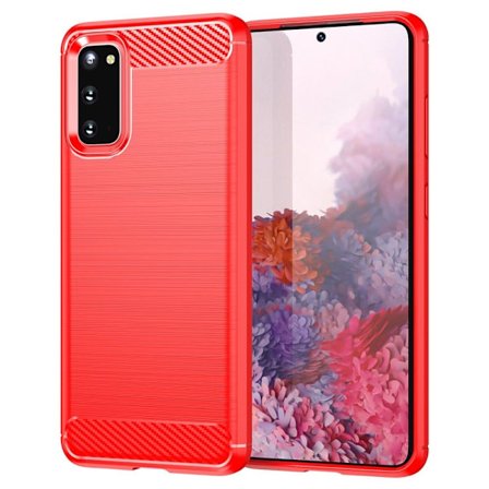 Carbon Flex Suojakotelo Samsung Galaxy S20 - Punainen